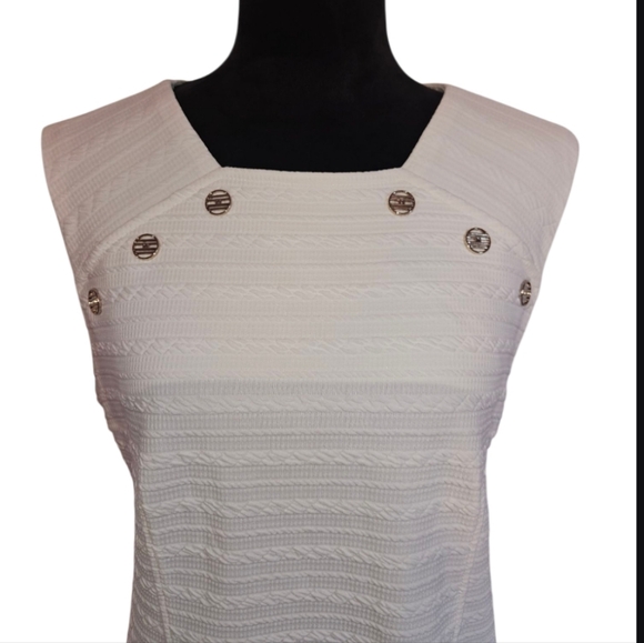 Tommy Hilfiger Ivory Jacquard Knit Midi Dress - Size 14 - Picture 4 of 11